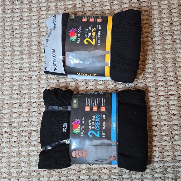 Mens Thermal Crews XL Long Sleeve Shirt Pants Fruit of the Loom Lot 2 Packs - Picture 1 of 2